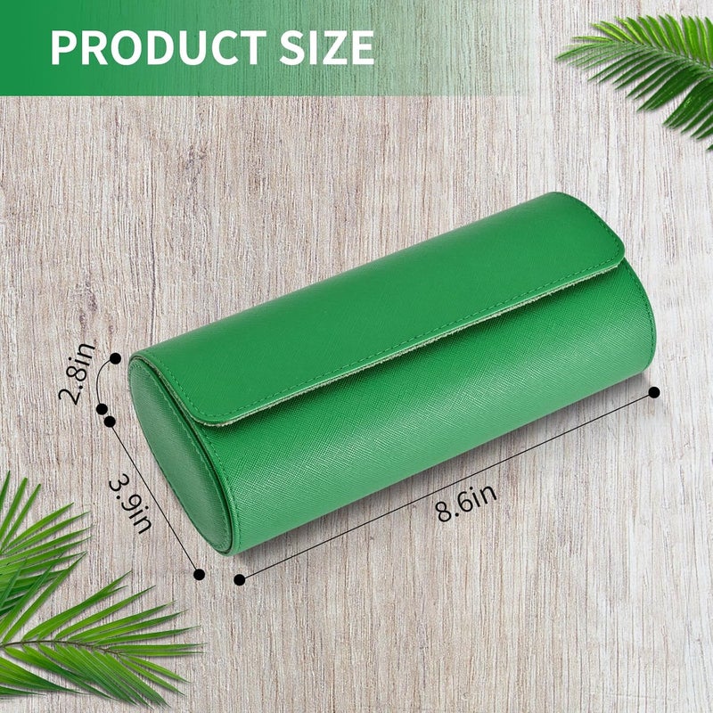 ROSELLE Watch Roll Travel Case for Men and Women- 3 Watch Storage and Organizer-Secure Storage with Innovative Removable Pillows & Solid Dividers for Home Storage, Travel and Display (Green Cross-3 Slot) - Image 5